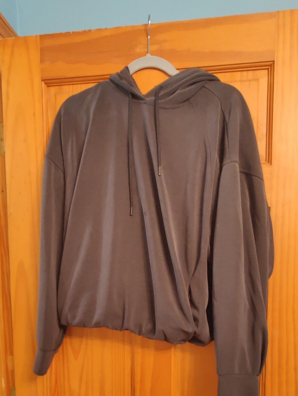 Charcoal Black Athleta Seasoft Bubble Hem Hoodie Sweatshirt Women's Size XL